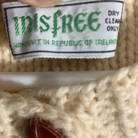 Irisfree Vintage Cable Knit Chunky Cardigan Button Front Made in Ireland - Picture 7 of 10